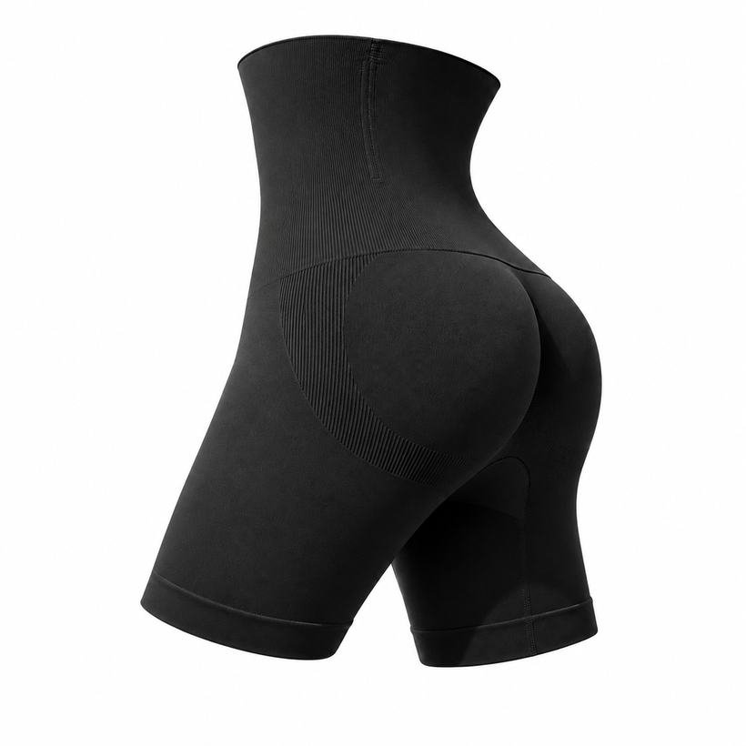 FlexFit Control shapewear shorts in black — front view